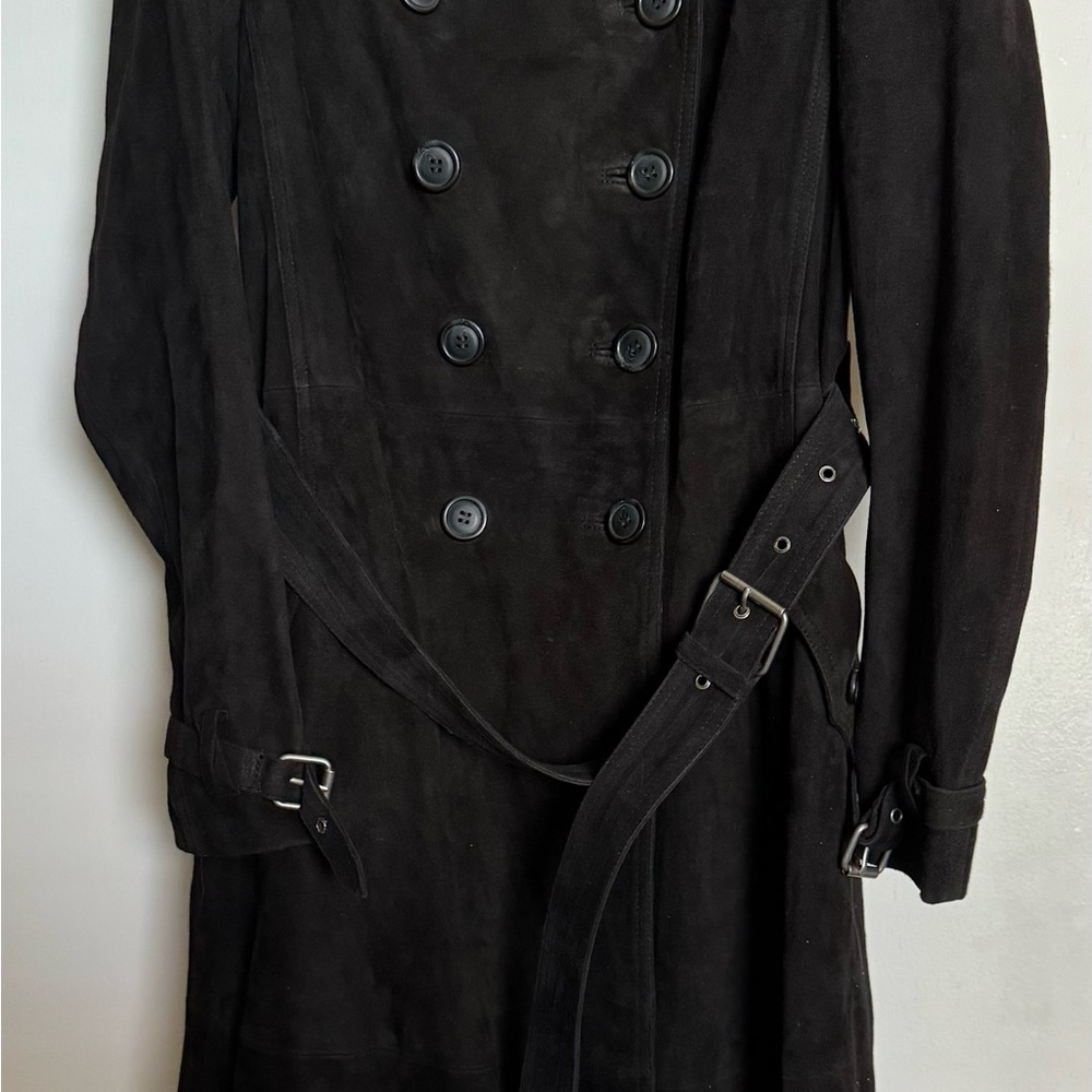 NWT Rebecca Minkoff Amis Suede Leather trench coat jacket black Medium